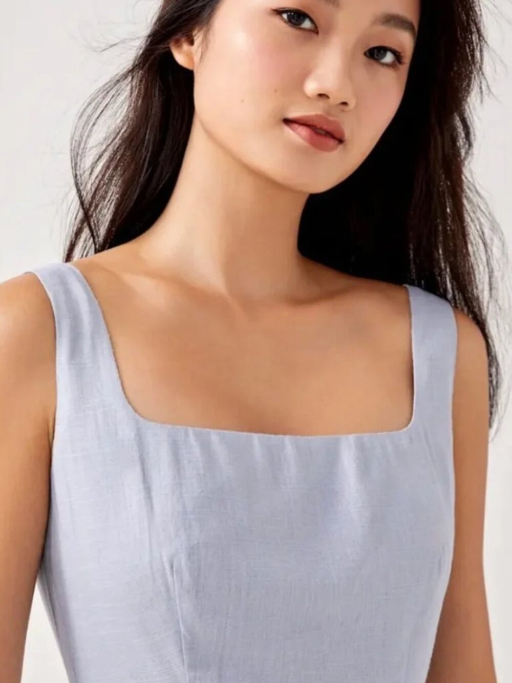 Love Bonito Baby Blue Linen Blend Bias Cut Dress - Picture 4 of 6